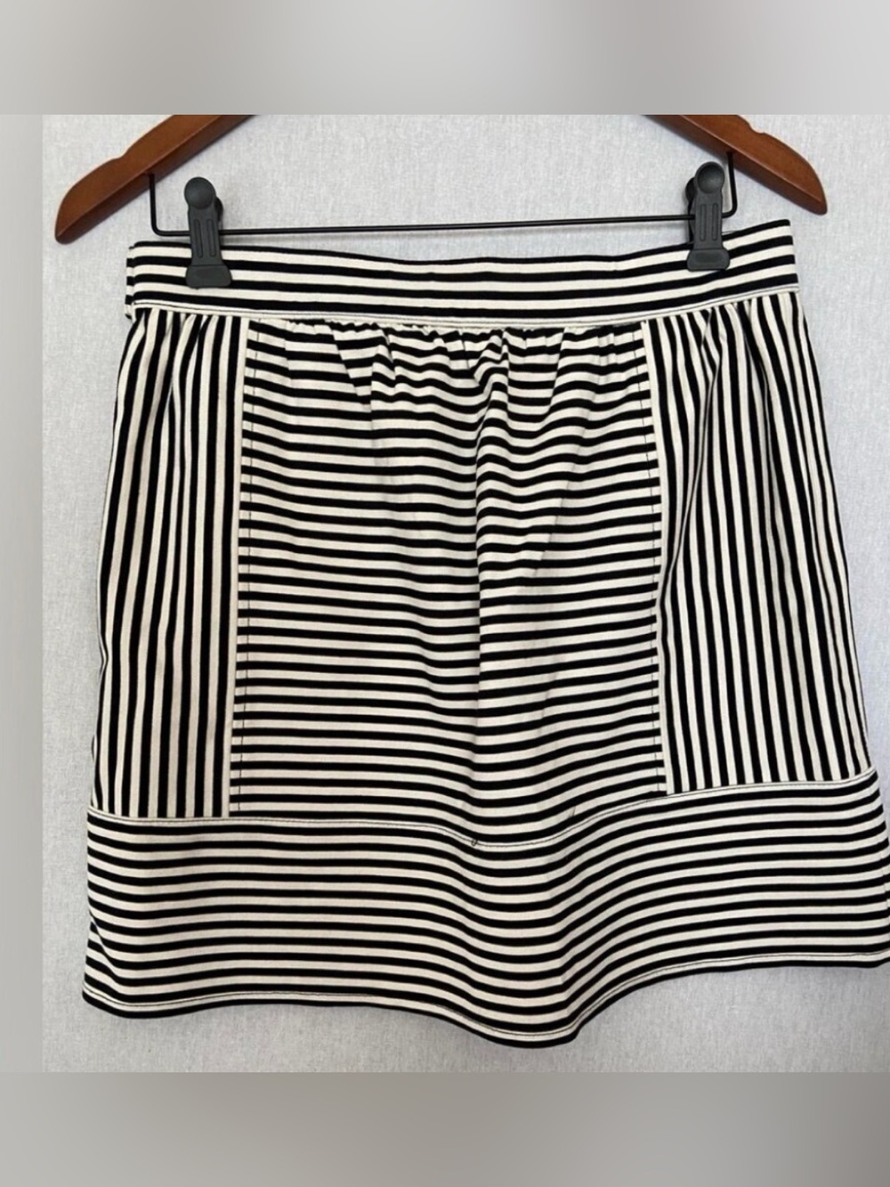 Madewell Striped Black and White A-Line Skirt